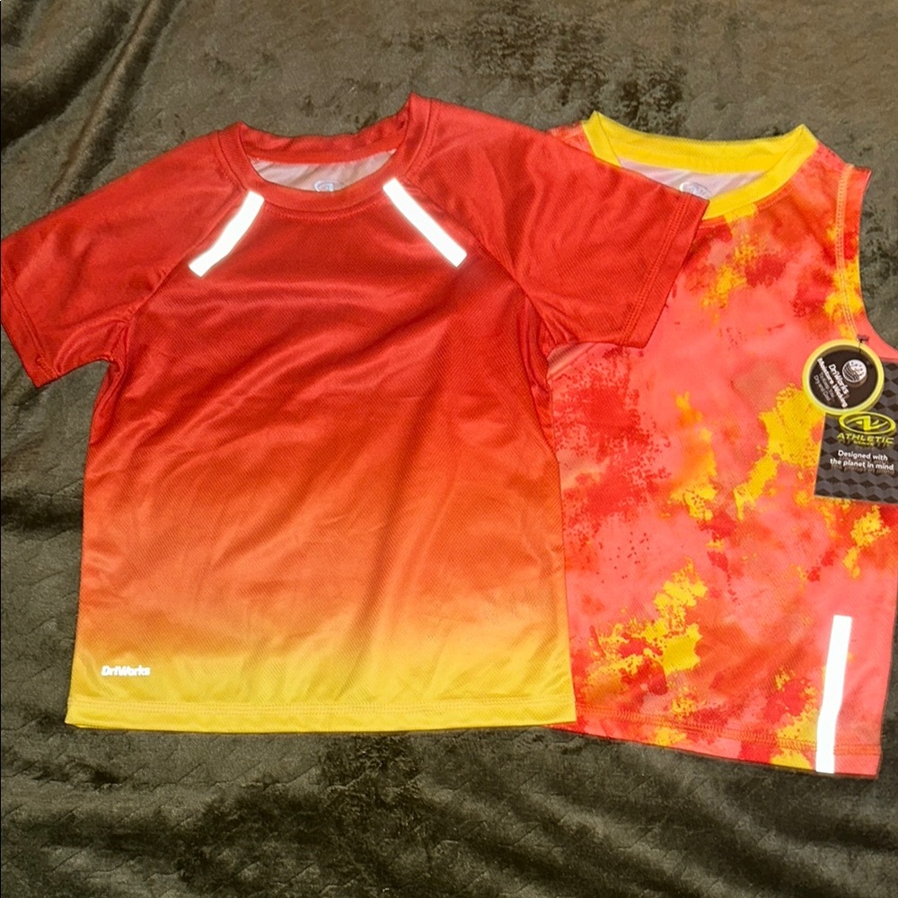 Athletic Works Red and Yellow Short Sleeve Tees